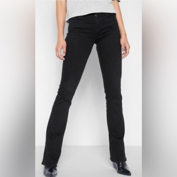 7 FOR ALL MANKIND Sz 27 Karah Jeans Straight Leg Zipper In Black NEW WITH TAGS - Picture 12 of 12